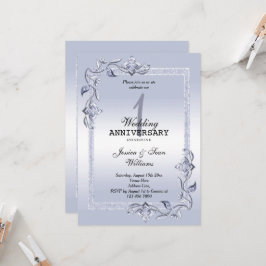 Sapphire Gem & Glitzer & 1. Hochzeit Einladung