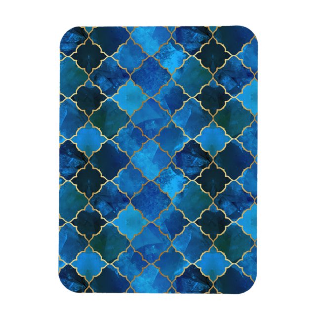 Sapphire Gemstone & Gold marokkanisches Fliesenmus Magnet (Vertikal)