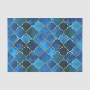 Sapphire Gemstone & Gold marokkanisches Fliesenmus Seidenpapier