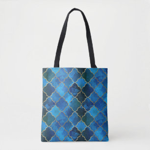 Sapphire Gemstone & Gold marokkanisches Fliesenmus Tasche