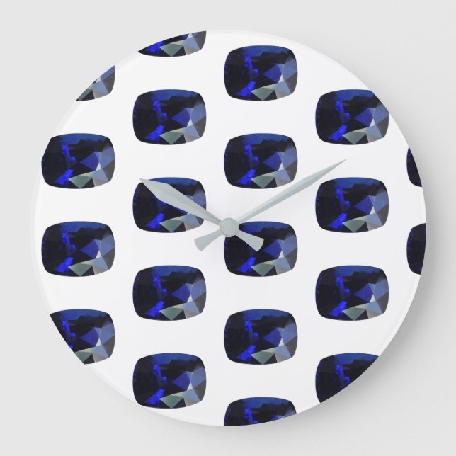 Sapphire Gemstone Muster Blau Große Uhr (Vorderseite)