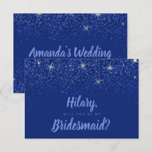 Sapphire Glitz Glitzer Bridesmaid Card Einladung