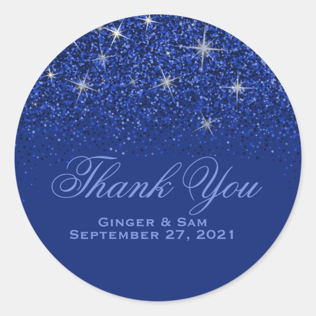 Sapphire Glitz Glitzer Danke Stickers (Vorderseite)
