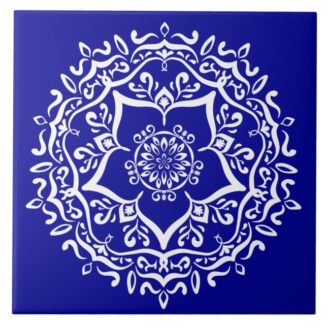 Sapphire Mandala Fliese (Vorderseite)