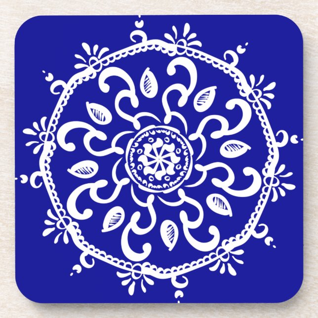 Sapphire Mandala Getränkeuntersetzer (Vorderseite)