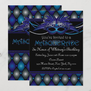 Sapphire Masquerade Party Invitations