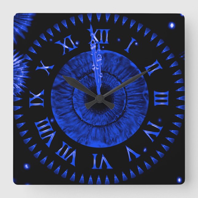 Sapphire Midnight  Clock Quadratische Wanduhr (Vorderseite)