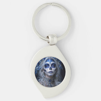 Sapphire Moon Calavera – Blauer himmlischer Tag de Schlüsselanhänger