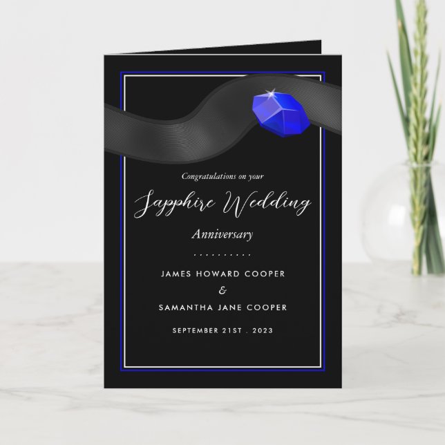Sapphire Ribbon, 45 Jahre Hochzeitstag Karte (Vorderseite)