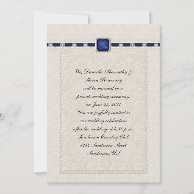 Sapphire Ribbons & Lace Post Wedding Einladung (Vorderseite)