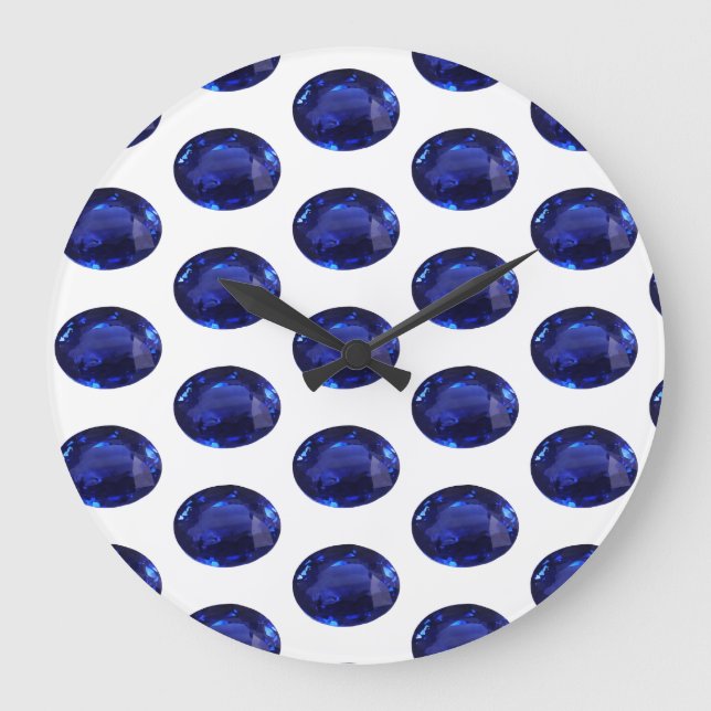 Sapphire September Birthstone Blue Large Clock Große Wanduhr (Vorderseite)