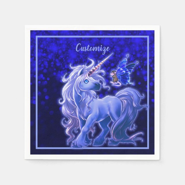 Sapphire Sparkle Blue Unicorn Serviette (Vorderseite)