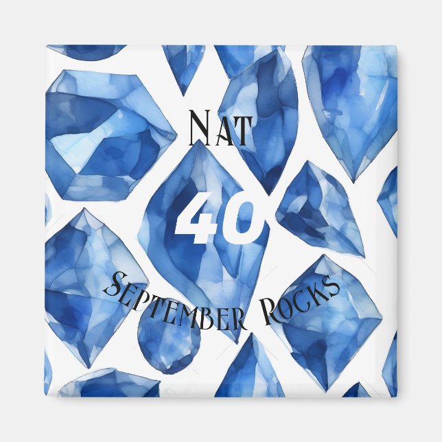 Sapphire-Themed September Geburtstagsfeier Magnet (Vorne)