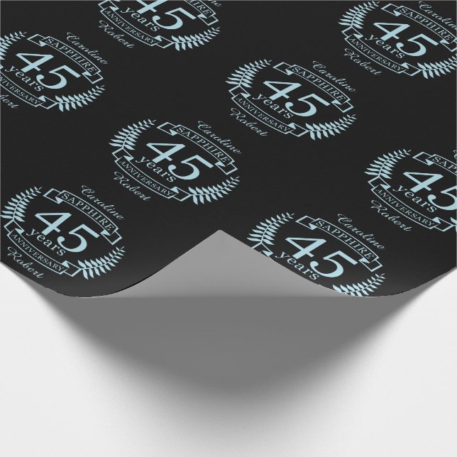 Sapphire Traditionelles 45. Hochzeitstag Geschenkpapier (Ecke)