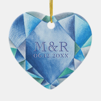 Sapphire Wasserfarbenherz 45. Hochzeitstag Keramik Ornament