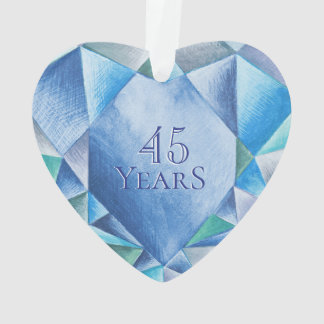 Sapphire Wasserfarbenherz 45. Hochzeitstag Ornament