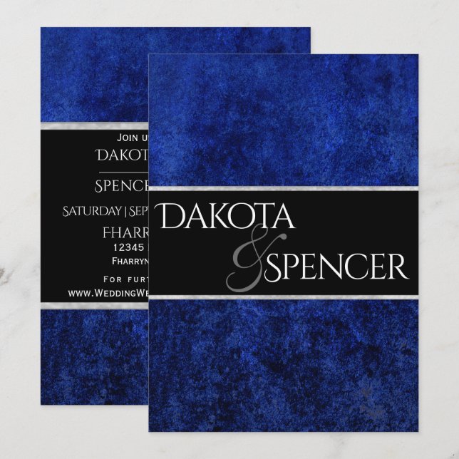 Sapphire Wedding Royal Cobalt Blue Party Modernes Einladung (Vorne/Hinten)