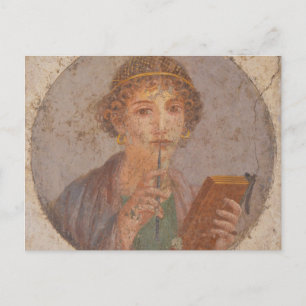 Sappho Holding Writing Implements von Fresco Postkarte