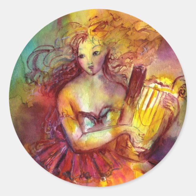 SAPPHO, TANZEN, MUSIK UND POETRY RUNDER AUFKLEBER (Vorderseite)