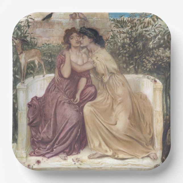 Sappho und Erinna in einem griechischen Garten (le Pappteller (Vorderseite)