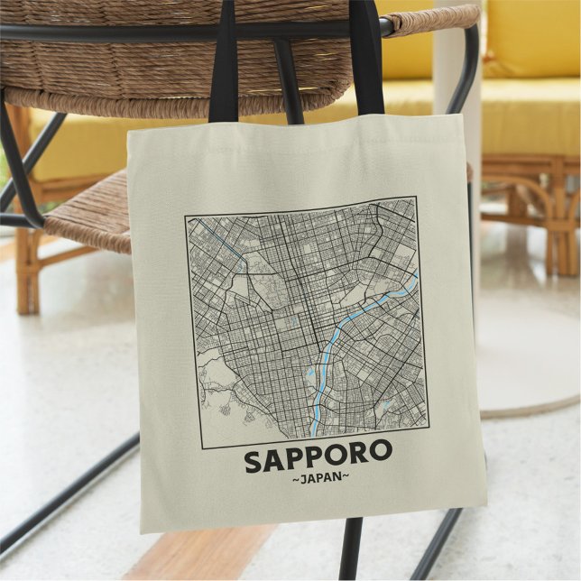 Sapporo, Japan, City Map Tote Bag (Créateur téléchargé)