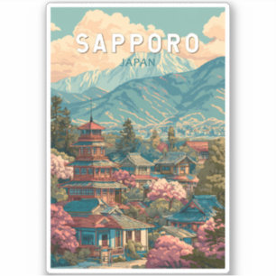 Sapporo Japan Reise Kunst Vintage Aufkleber