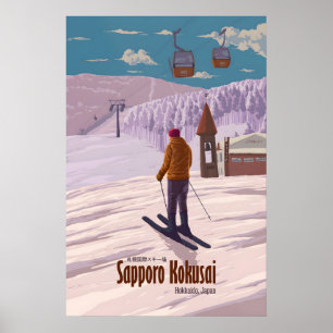 Sapporo Kokusai Japan Skigebiet Reiseplakat Poster