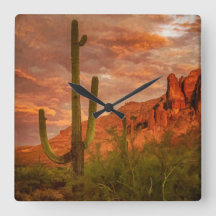 Saquaro Cactus Superstition Mountain Sunset