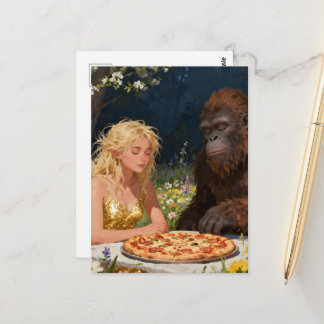 Saquatch and Fairy Pizza Party Postkarte