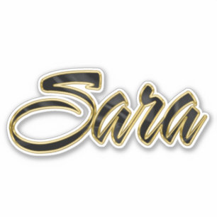 Sara black gold Lettering Aufkleber Sticker