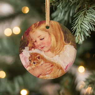 Sara Holding a Cat   Mary Cassatt Keramik Ornament