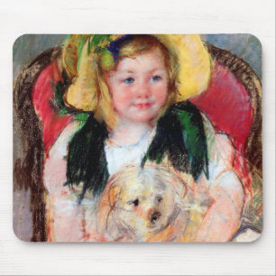 Sara mit ihrem Hund, Cassatt Mousepad