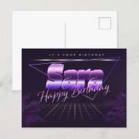Sara Name Vorname lila Postkarte Geburtstag