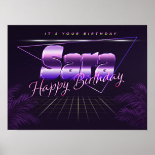 Sara Nom Vorname lila retro Poster Geburtstag