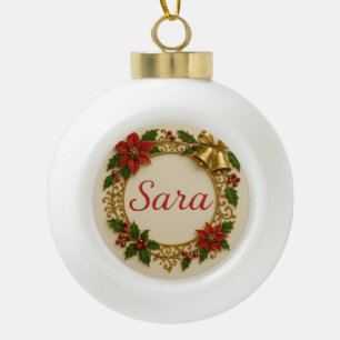 Sara Weihnachtsschmuck – Festliches Erinnerungsstü Keramik Kugel-Ornament