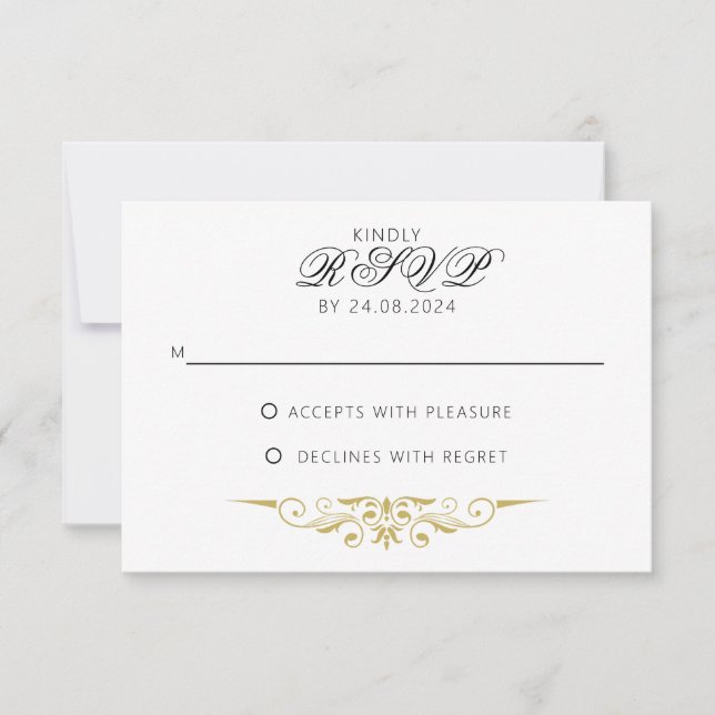 Sarah - antike goldene Feierliche Hochzeit RSVP Karte (Vorderseite)