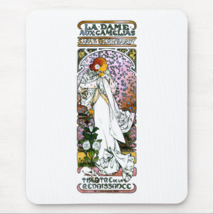 Sarah Bernhardt, La Dame aux Camélias, Mucha Fein Mousepad