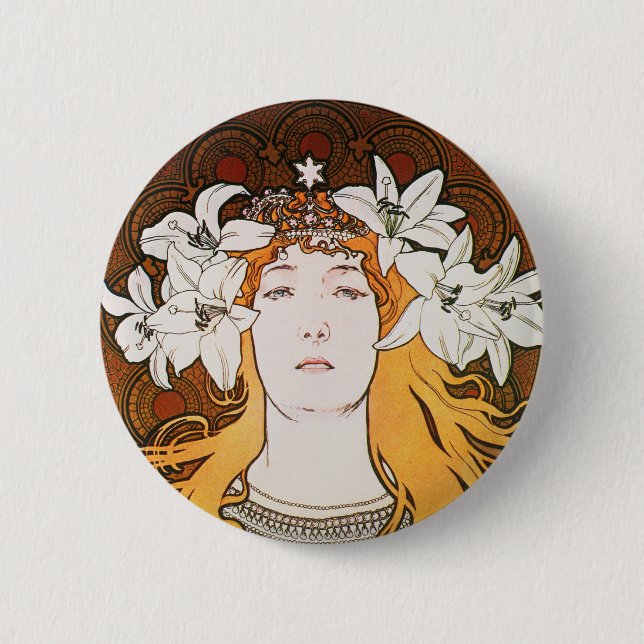 Sarah Bernhardt, Mucha Button (Vorderseite)