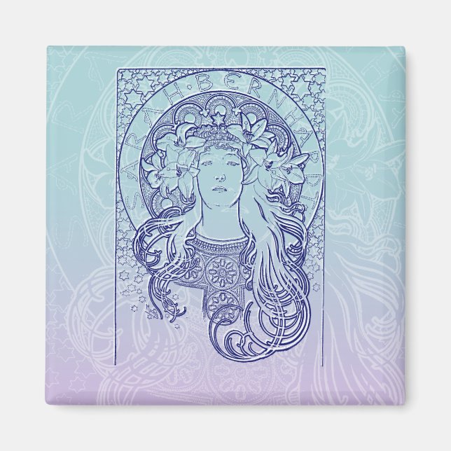 Sarah Bernhardt von Mucha Magnet (Vorne)