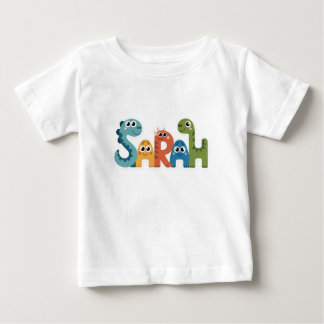 Sarah Dinosaur Name Niedlich Dino Letters Design Baby T-shirt