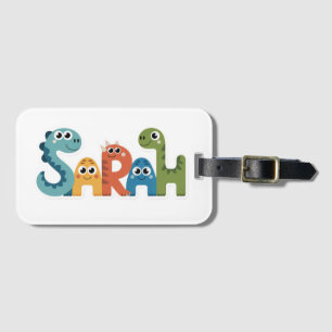 Sarah Dinosaur Name Niedlich Dino Letters Design Gepäckanhänger