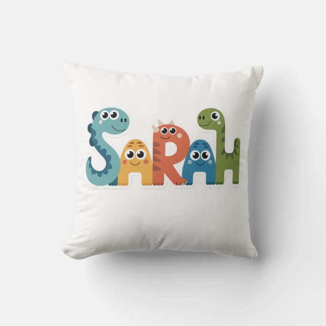 Sarah Dinosaur Name Niedlich Dino Letters Design Kissen (Vorderseite)
