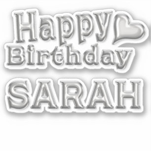 Sarah Happy Birthday silver Aufkleber Sticker