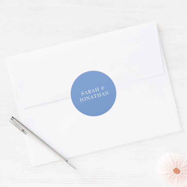 SARAH Modern Blue Minimal Wedding Envelope Sticker (Umschlag)