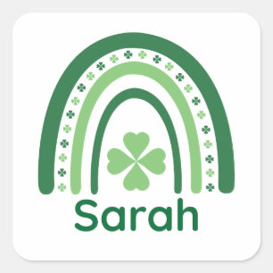 Sarah Name Clover Boho Regenbogen Quadratischer Aufkleber