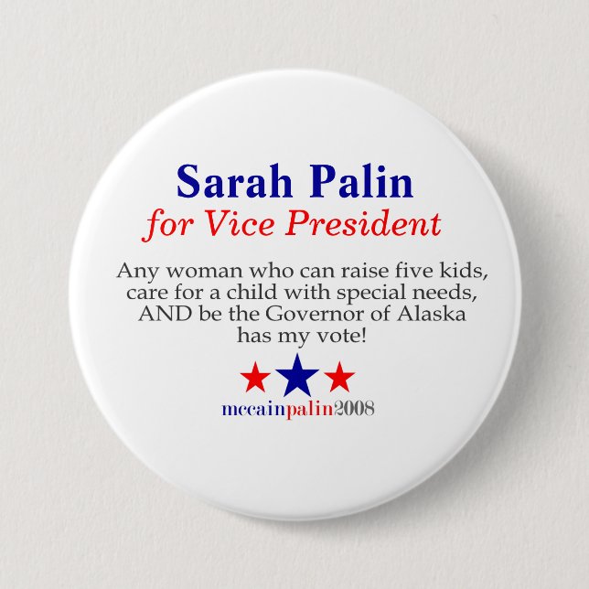 Sarah Palin für Vizepräsidenten Button (Vorderseite)