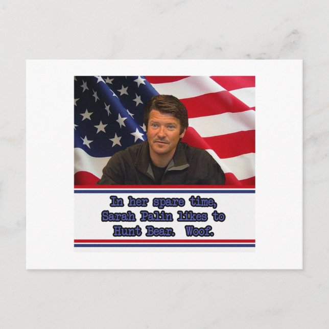 Sarah Palin jagt gerne Bärenkarte Postkarte (Vorderseite)