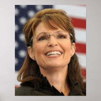 Sarah Palin lächelt mit der Flagge Poster