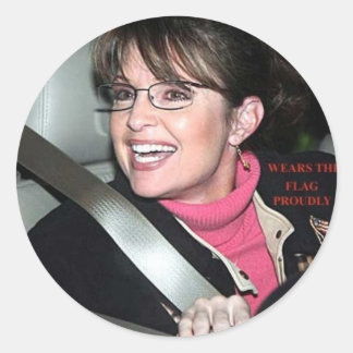 Sarah_palinride-Gurtbrücke Runder Aufkleber