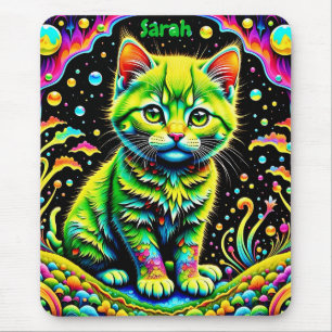 SARAH ~ PSYCHEDELIC Cat ~ Wow! ~ Mousepad